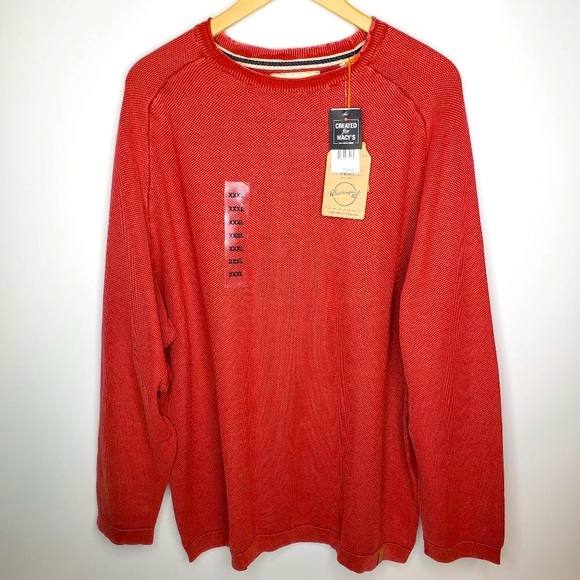 NWT Weatherproof Vintage Men’s Raised Knit Garnet Long Sleeve Sweater 3XL - Picture 1 of 8